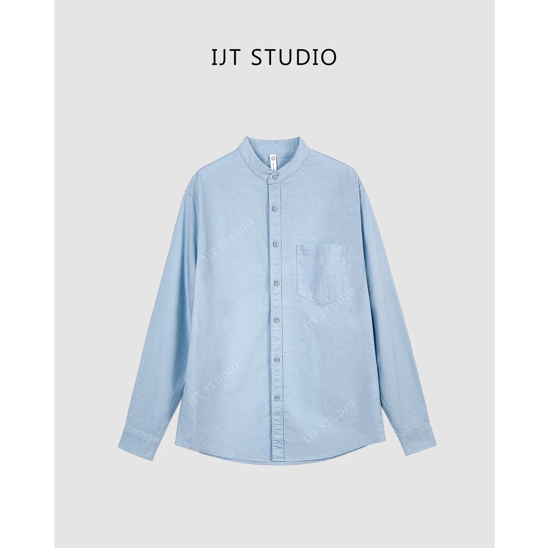 IJT studio春季新品时尚净版棉质国风领衬衫202