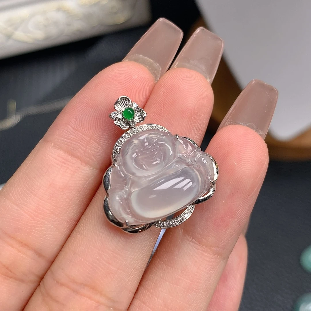 吊坠(不含链)18K金镶嵌翡翠