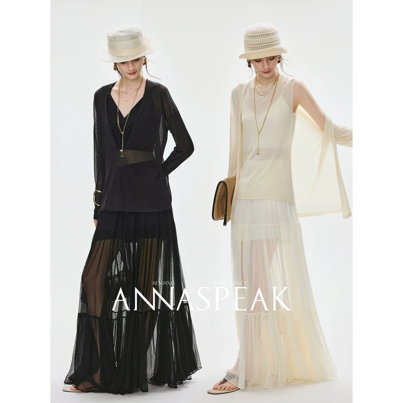 ANNASPEAK老钱度假 6A级白厂丝桑蚕丝针织背心/罩衫/开衫春夏女款