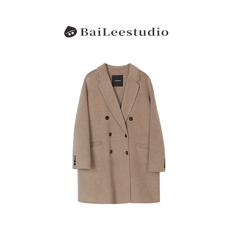【柏栗良品】2025秋冬新款~经典款纯色双排扣设计师款大衣23023
