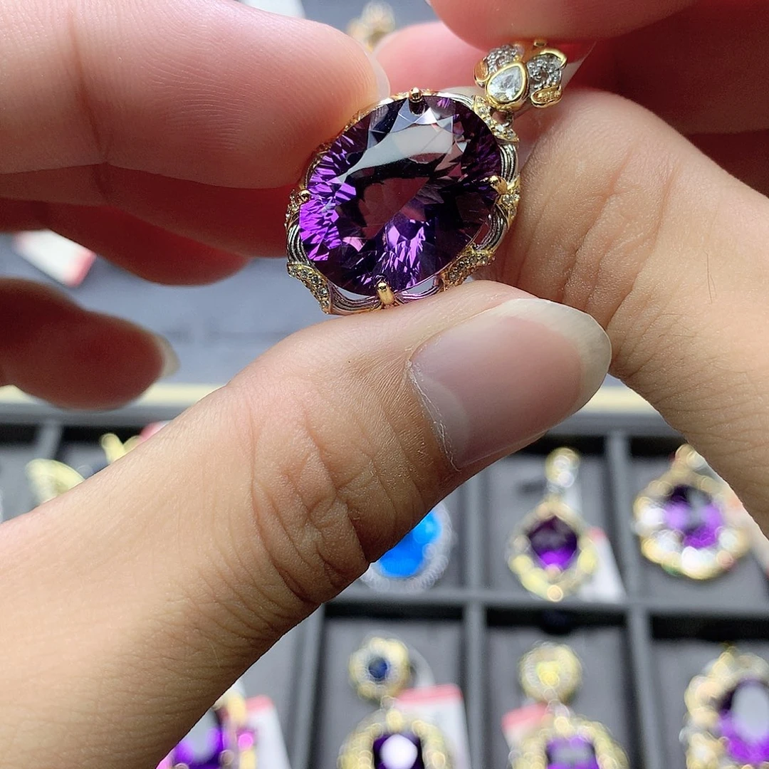 吊坠(不含链)银S925镶嵌水晶