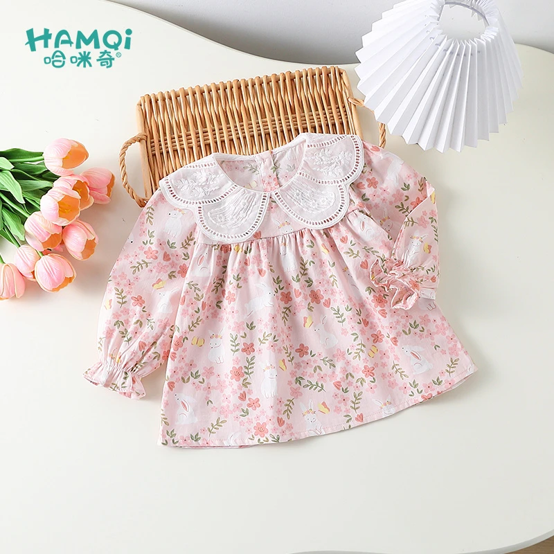 独特洋气时髦女童装儿童服装长袖衬衫衬衣春秋季新款纯棉宝宝衣服