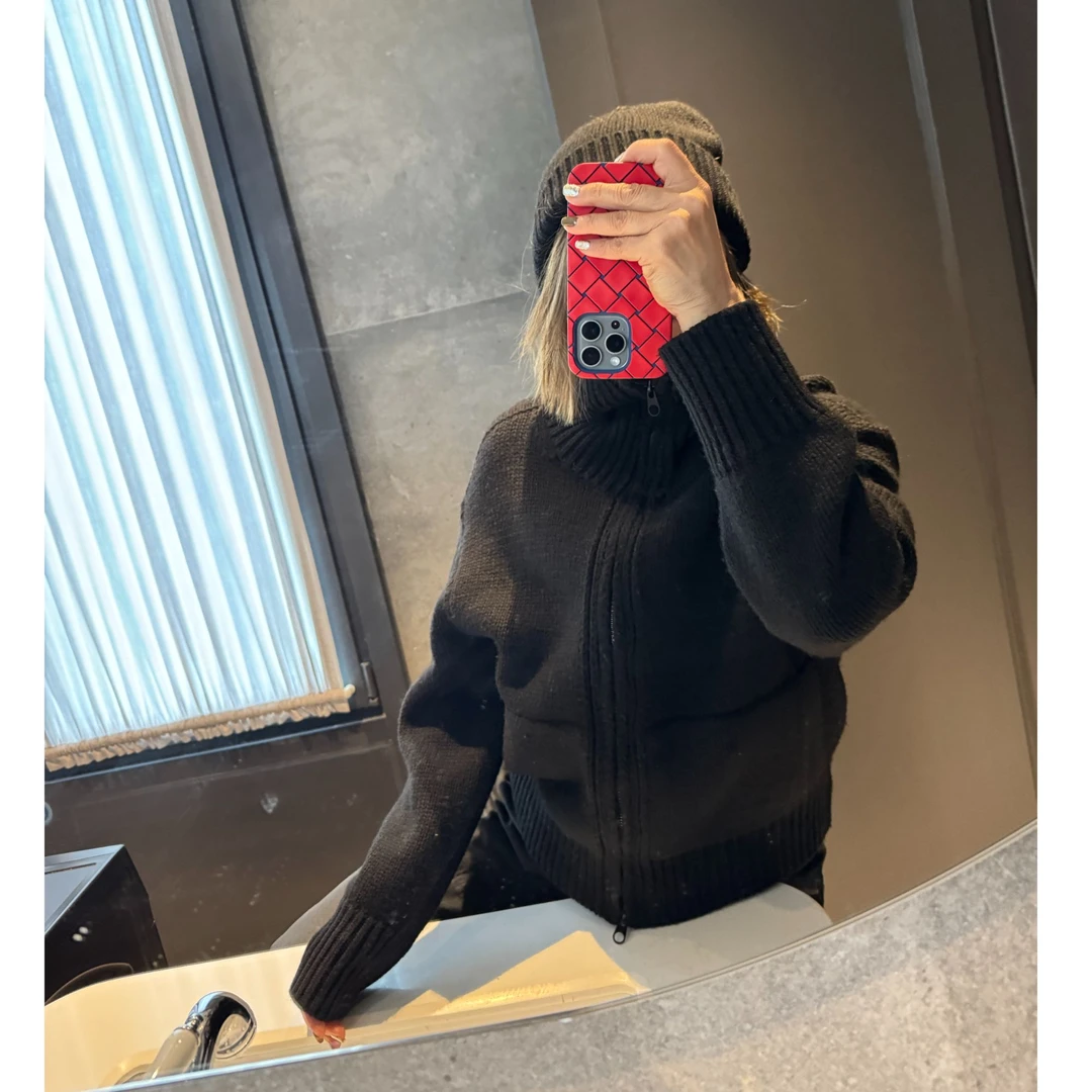 COCOLINDA | 渐变花老钱绵羊毛拉链翻领针织外套S2155