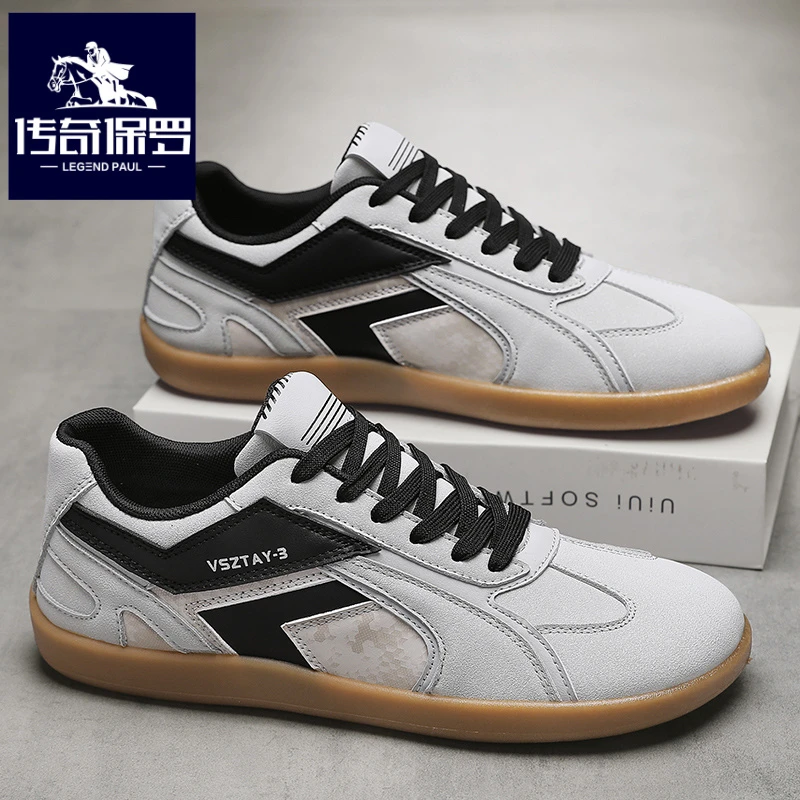 传奇保罗正版男鞋冬季皮面运动休闲阿甘板鞋青少年宽楦德训赛车鞋