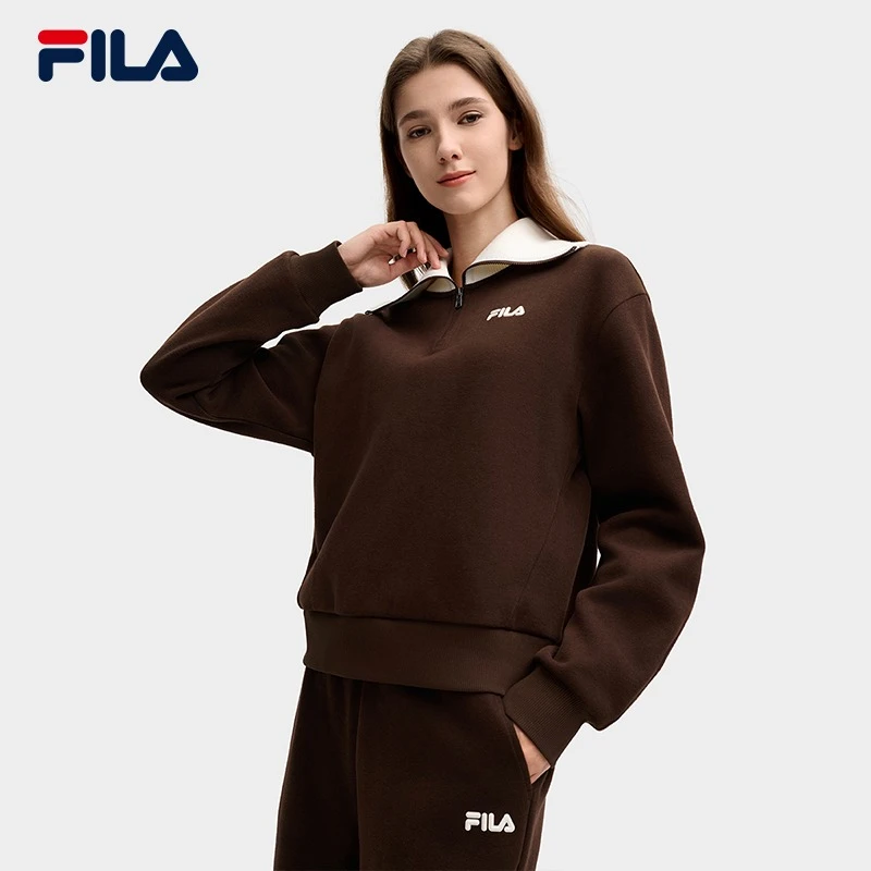 斐乐官方女子套头卫衣2025春新款时尚撞色翻领上衣F11W518204F