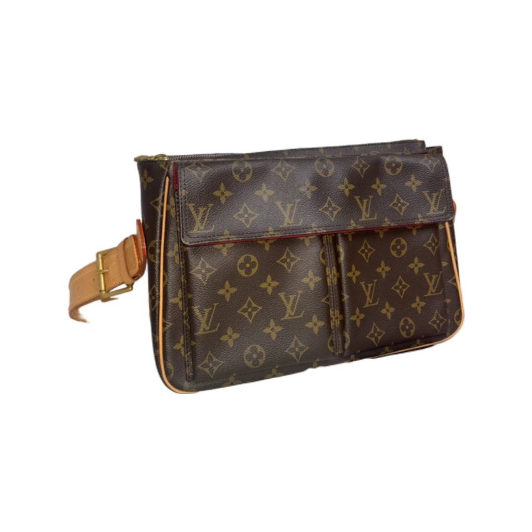 修复品LouisVuitton（舒）女士单肩包骆驼单肩包中号正品植鞣革换新