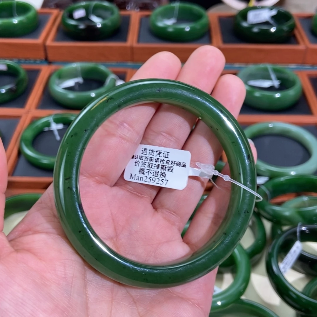 和田玉（碧玉）未镶嵌手镯俄碧辣菠菜60