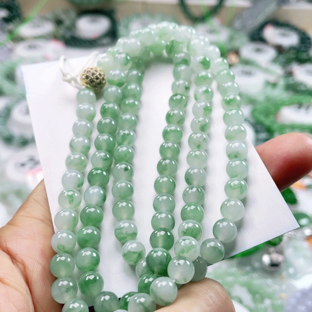 翡翠未镶嵌项链天然翡翠项链6.5mm