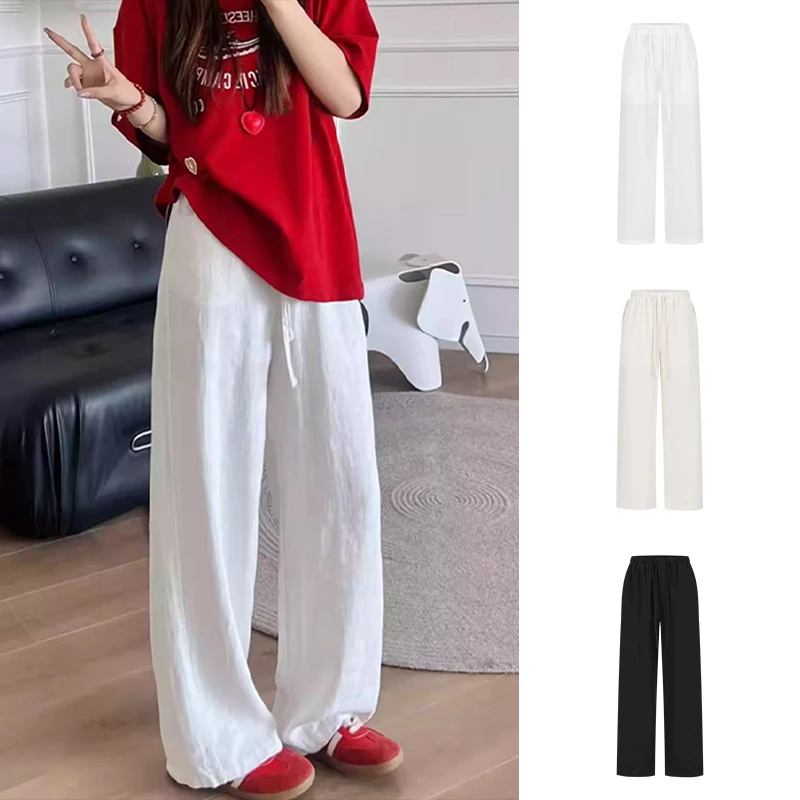 Moses Queen/魔西女王慵懒松弛感阔腿裤女夏季薄款高腰宽松裤子