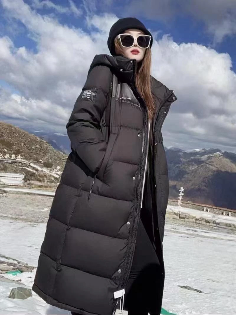 2024新款羽绒服女长款韩版宽松加厚白鸭绒过膝羽绒服女装时尚外套