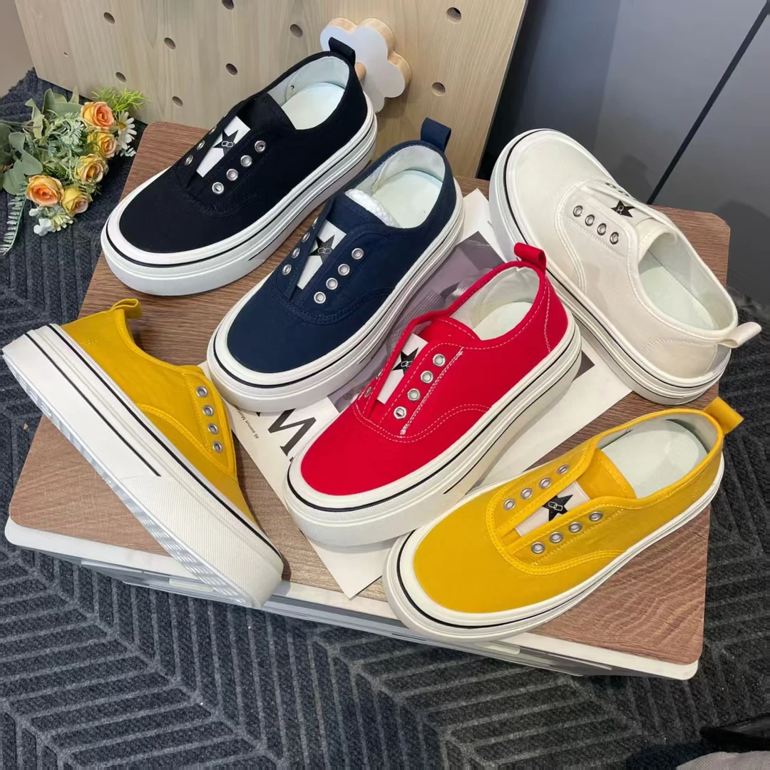 【秋秋】一脚蹬厚底帆布鞋2025春季百搭懒人休闲鞋