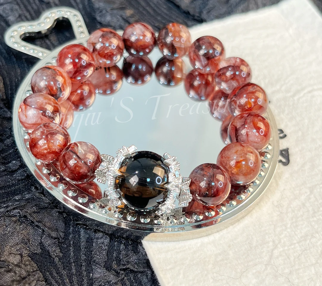 【茶晶胶花】天然水晶手串原创小众设计