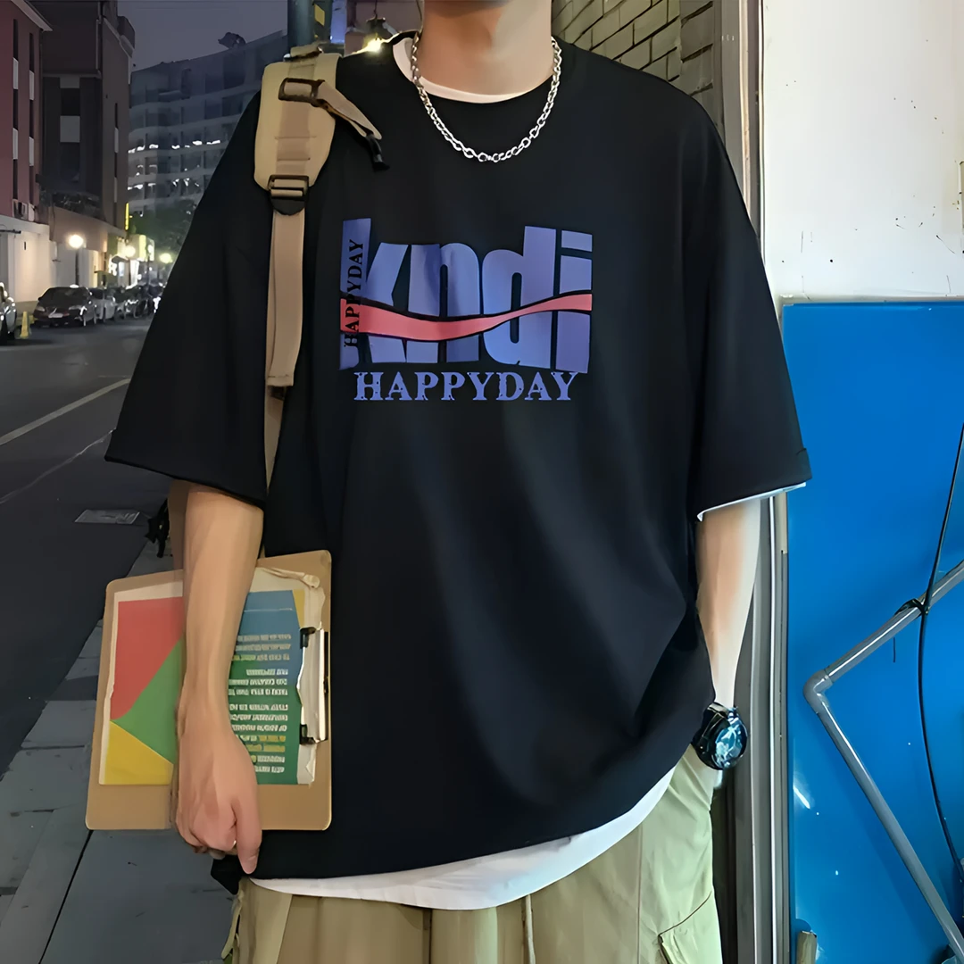 啄木鸟港风短袖男t恤大男孩潮流百搭袖学生体恤上衣男孩子青少年T