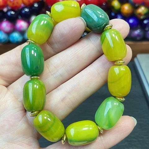 玛瑙未镶嵌手饰黄绿宝盐源