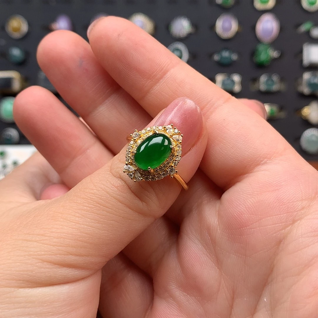 翡翠戒指银S925镶嵌s**o戒指925