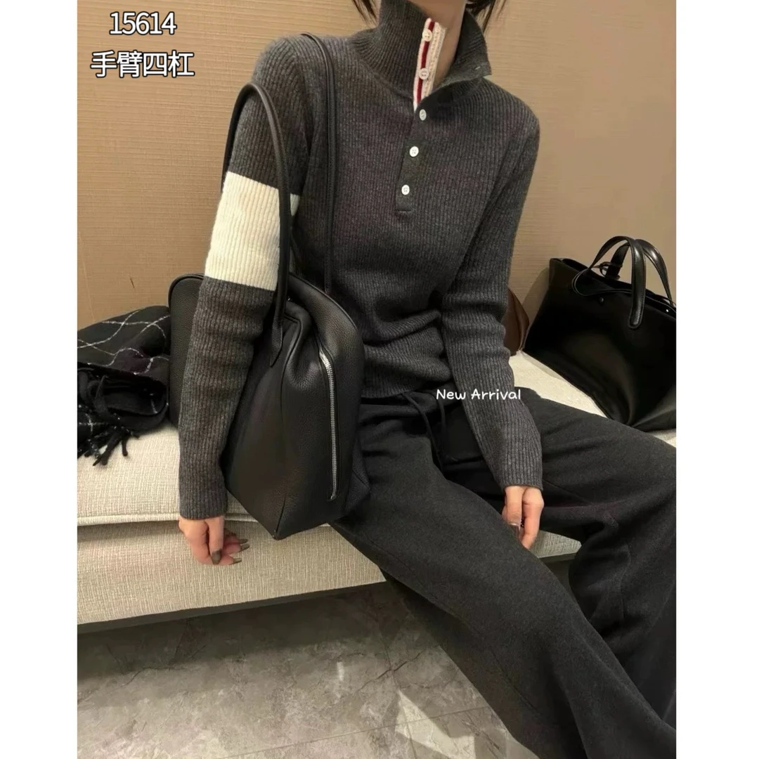15614（部分无水洗唛，介意慎拍）WANGDAN新款小立领针织长袖