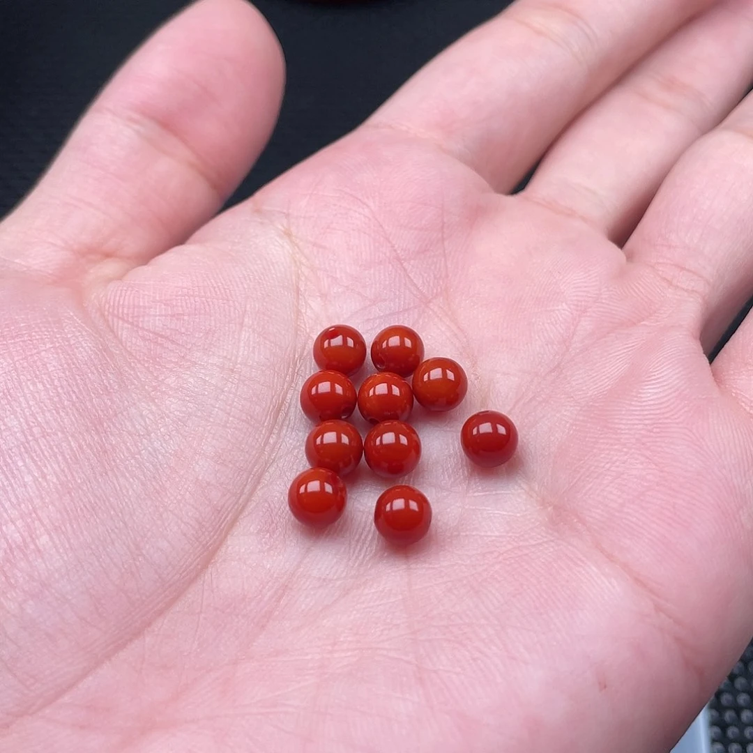 南红玛瑙6mm柿子红圆珠一组10颗未镶嵌