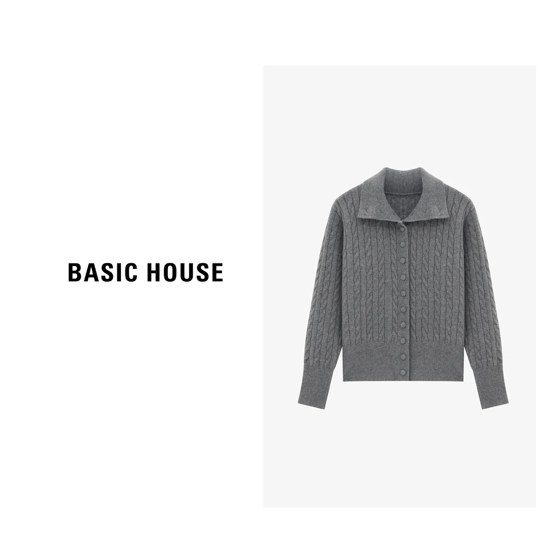 Basic House/百家好秋冬短款触感柔软舒适单排扣毛衣B06245C5002