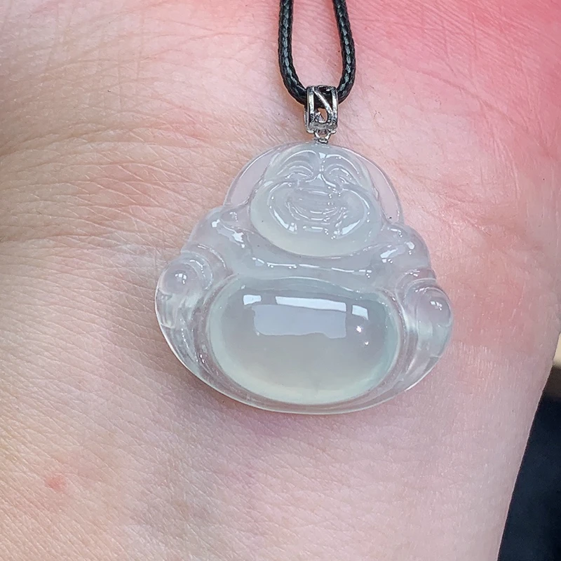 18K金扣头佛公 肚子有纹 吊坠 5.00g缅甸天然A货翡翠玉石