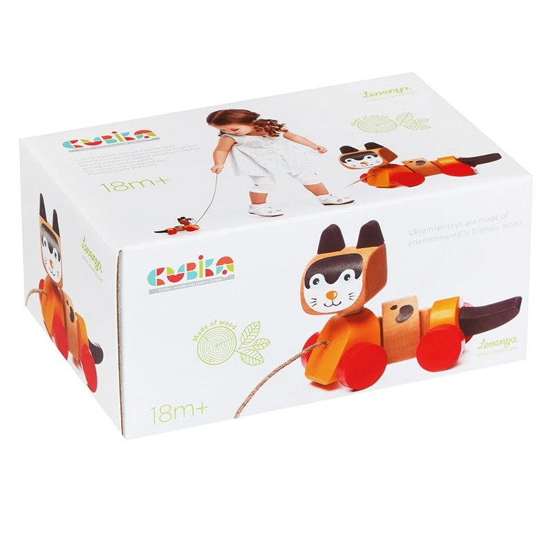 Cubika欧洲进口木质拖拉滑行玩具卡通益智玩具锻炼手眼协调专注力