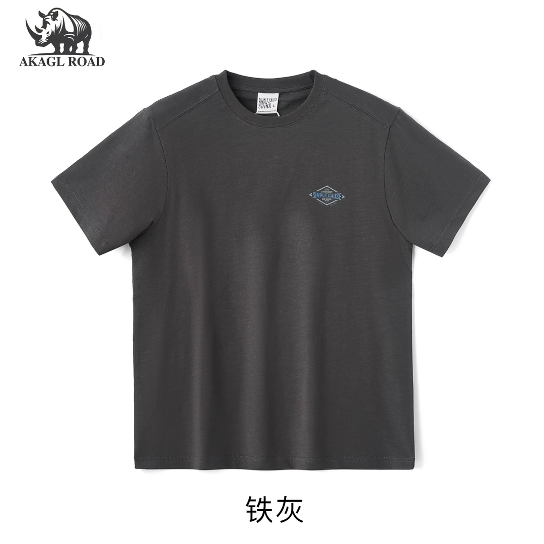 竹节棉纯棉短袖男士t恤夏季美式复古无感印花t恤短袖男t恤2010