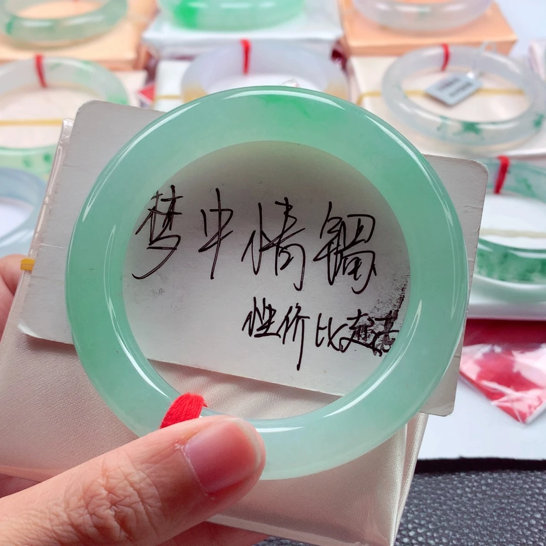 翡翠未镶嵌手镯（圆镯）58.2新货冰胶甜阳绿完美大圈强推性价比A