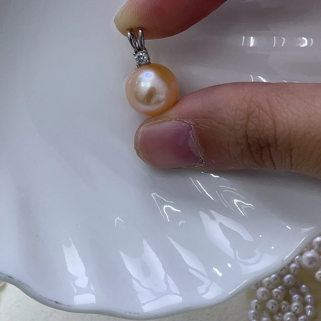 吊坠(不含链)银S925镶嵌淡水珍珠