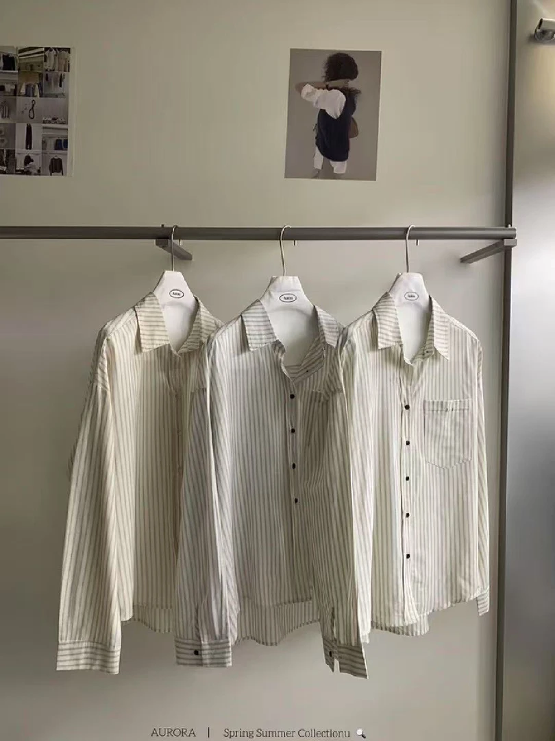 aurora@1231 韩系简约百搭通勤时尚条纹衬衫 5-4