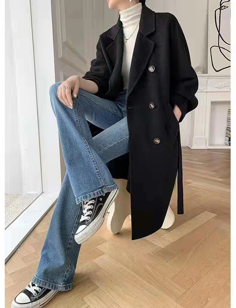 M家经典801羊绒大衣女款秋冬新款宽松百搭中长款毛呢外套气质