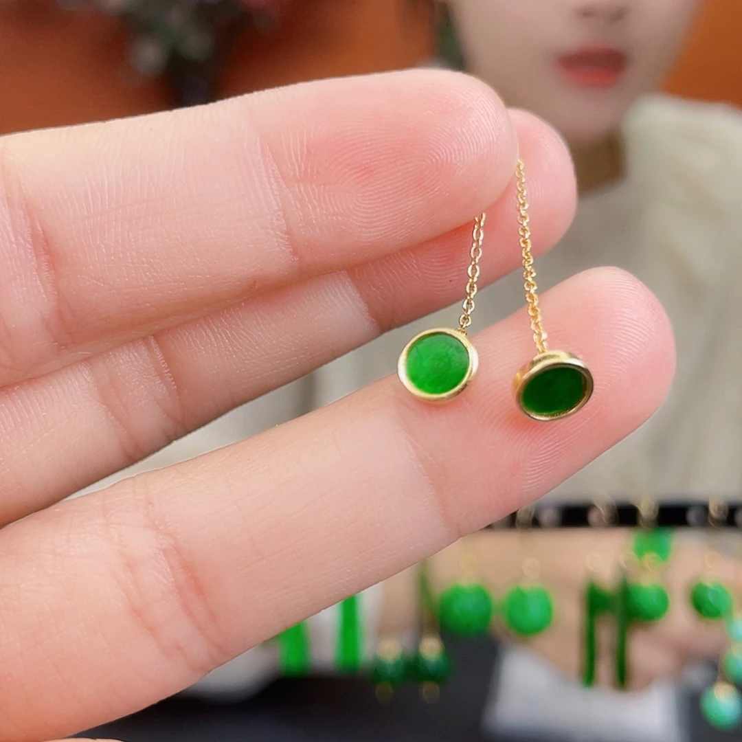 翡翠银S925镶嵌耳饰