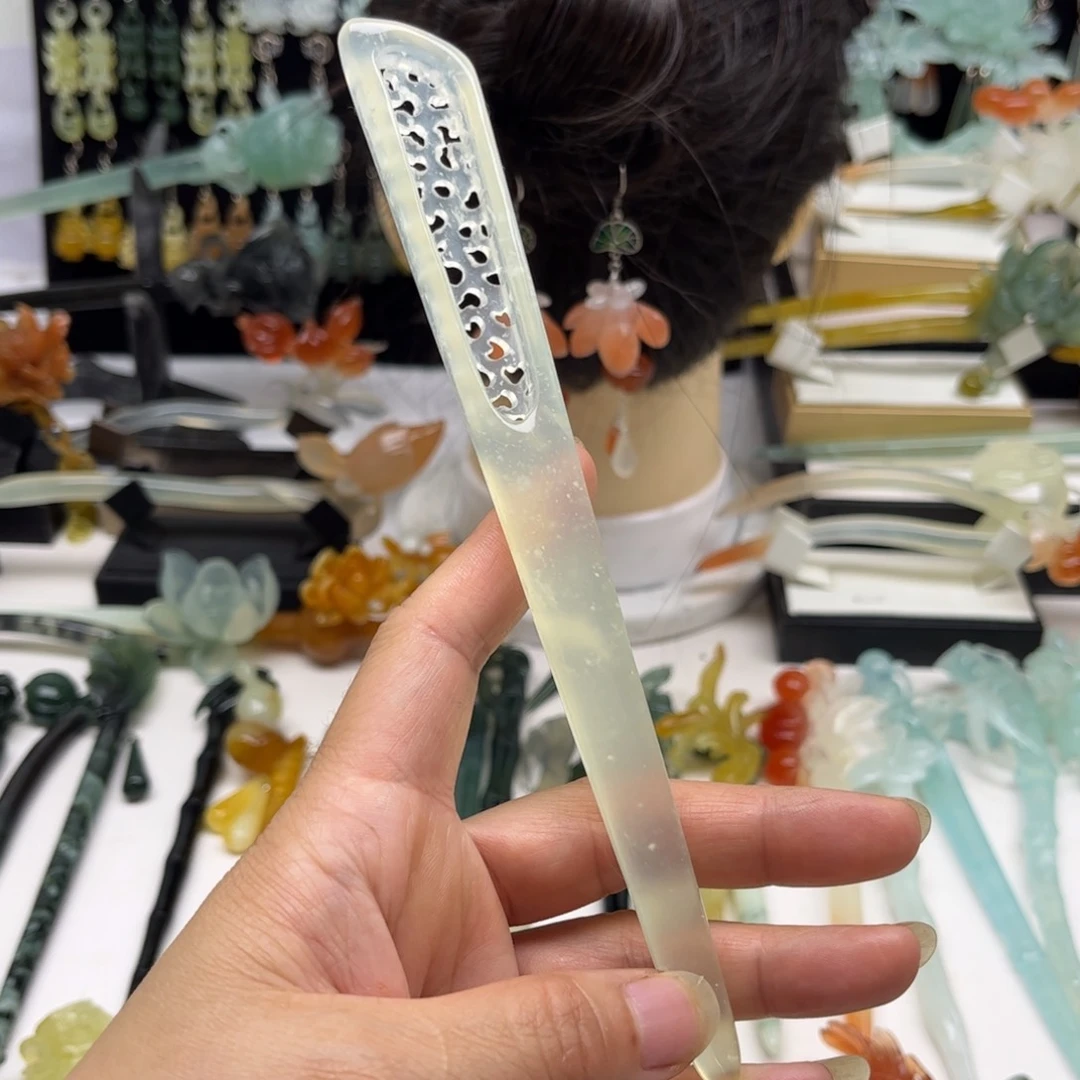 蛇纹石玉合金发饰