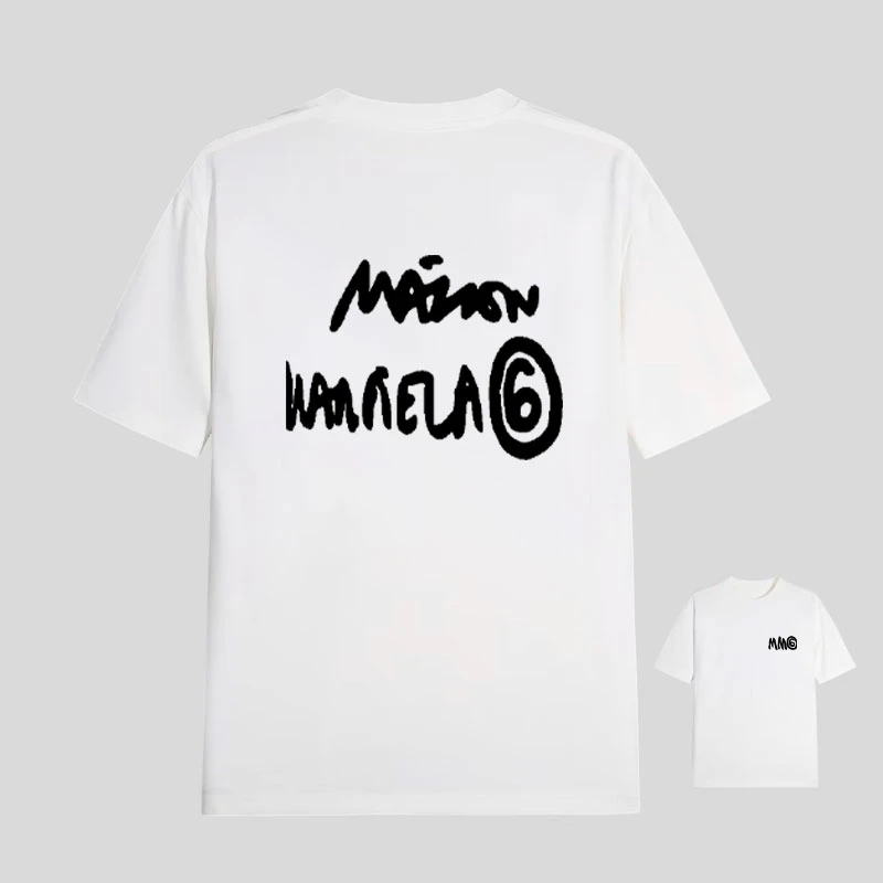 【19号链接-MM6硅胶】短袖T恤男女同款宽松经典立体硅胶印花设计师