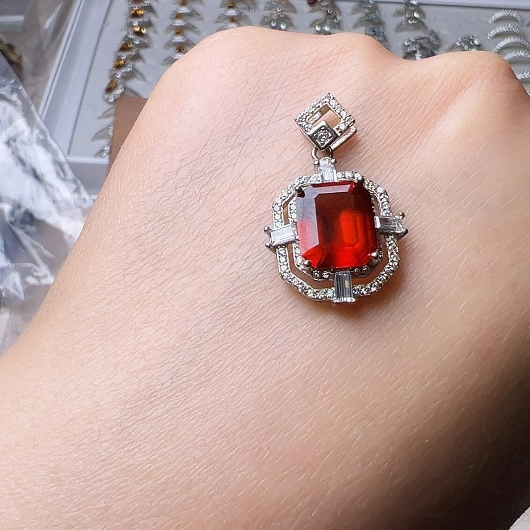 般***若石榴石戒指银S925镶嵌