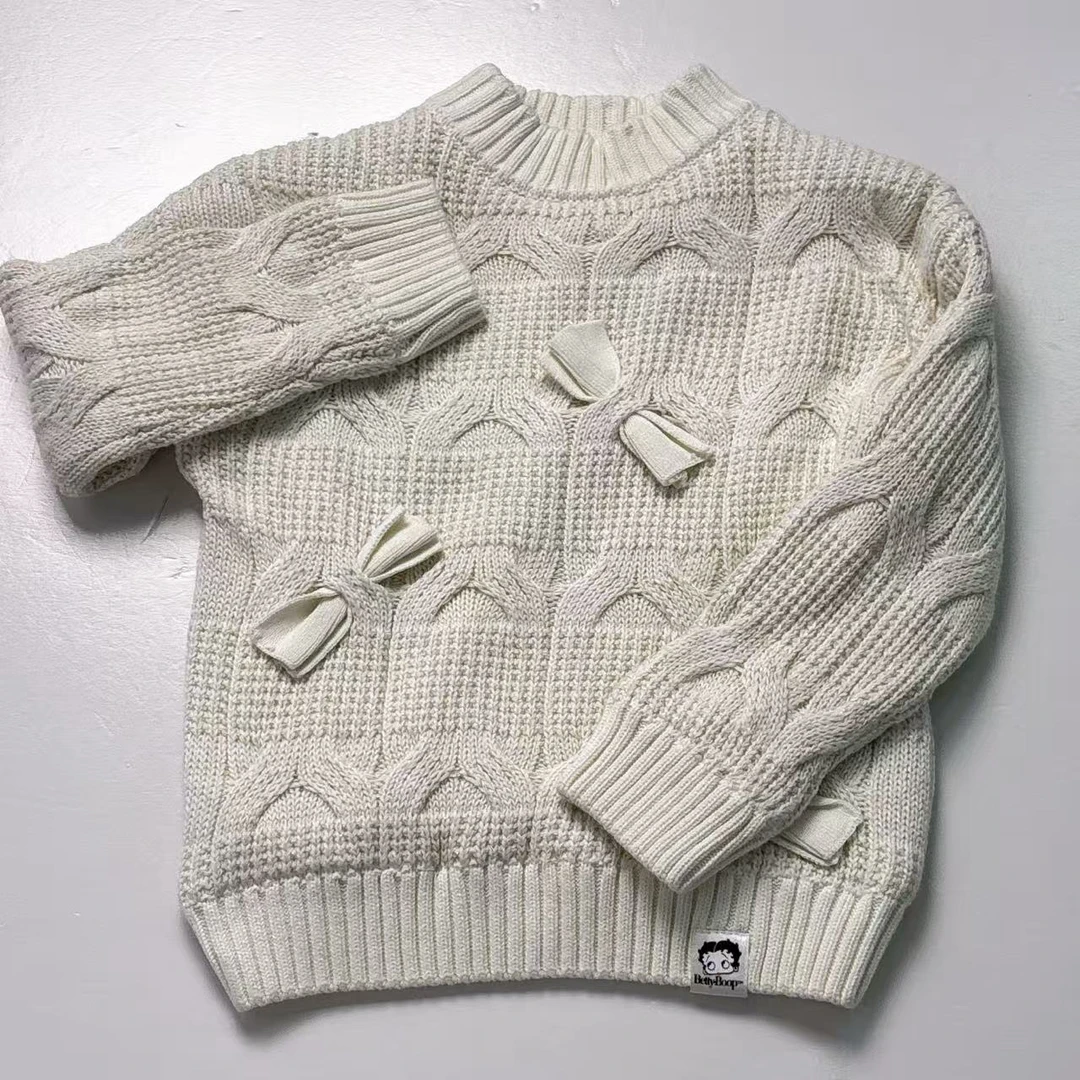 Betty.Boop贝蒂新款女宝童款轻奢气质休闲加绒保暖套头毛衣（201）