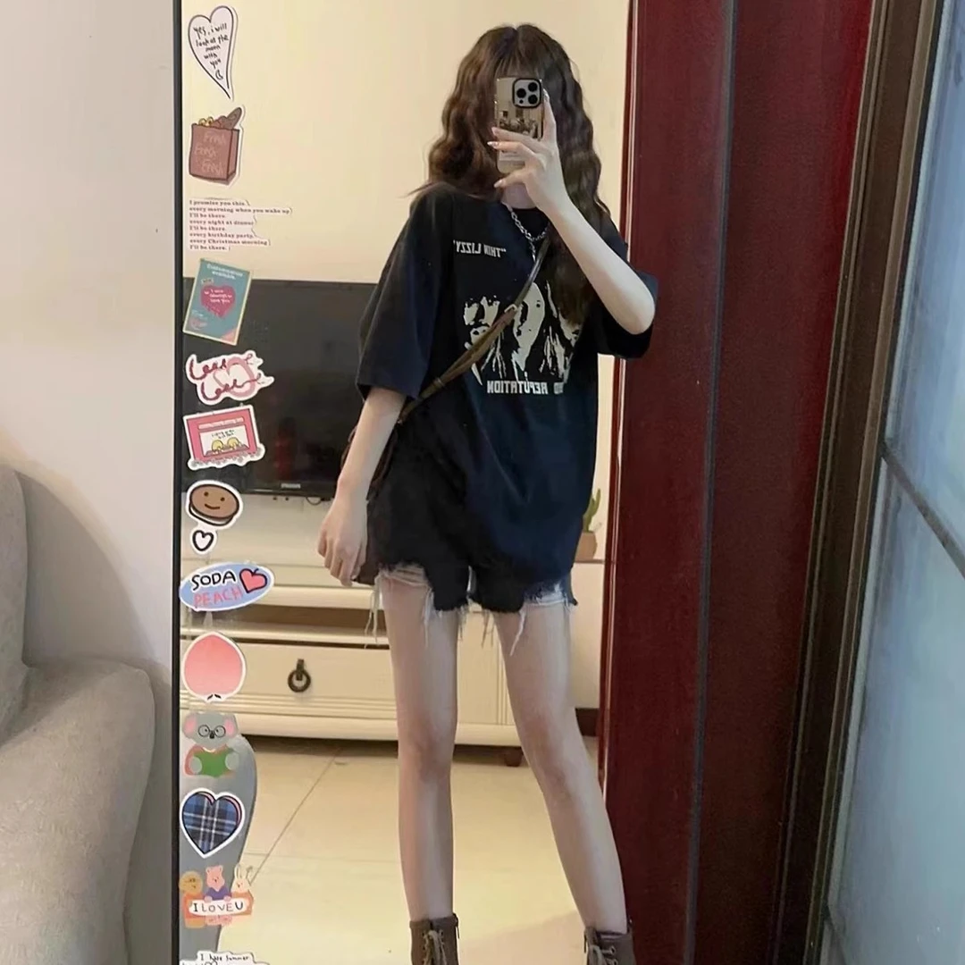 小个子减龄穿搭一整套美式女夏季款遮肉搭配短裤两件套装上衣显瘦