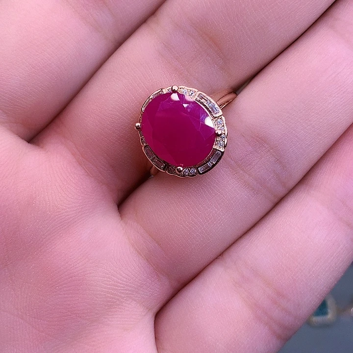 银S925镶嵌戒指红宝石