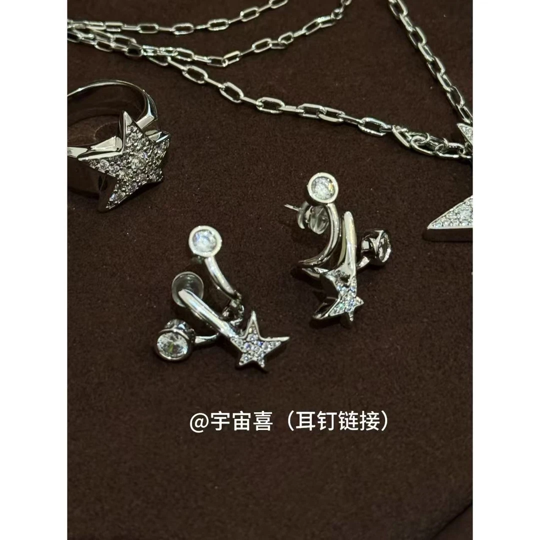 铜合金锆石耳饰 B2-115【星宿系列三圈白锆耳钉】