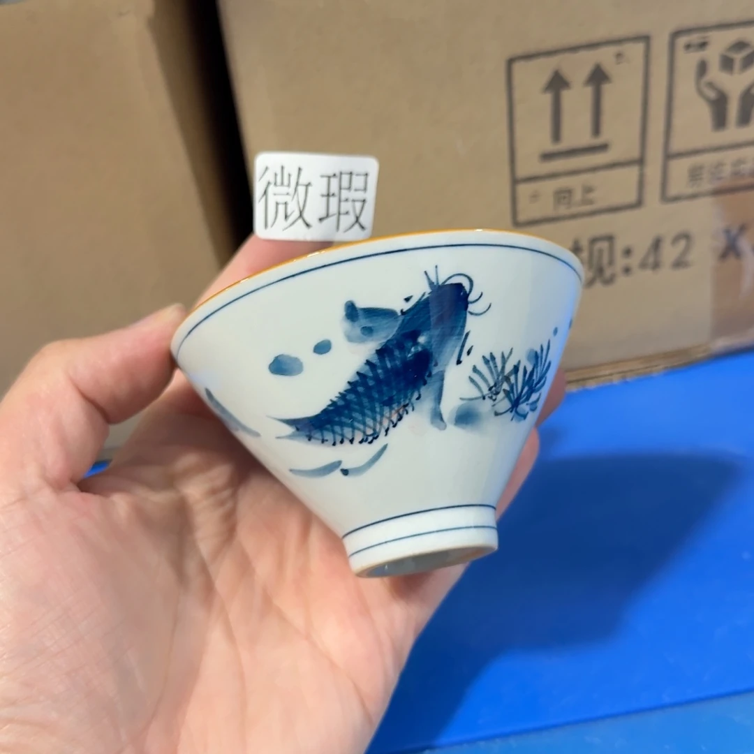 釉下手绘茶具微瑕
