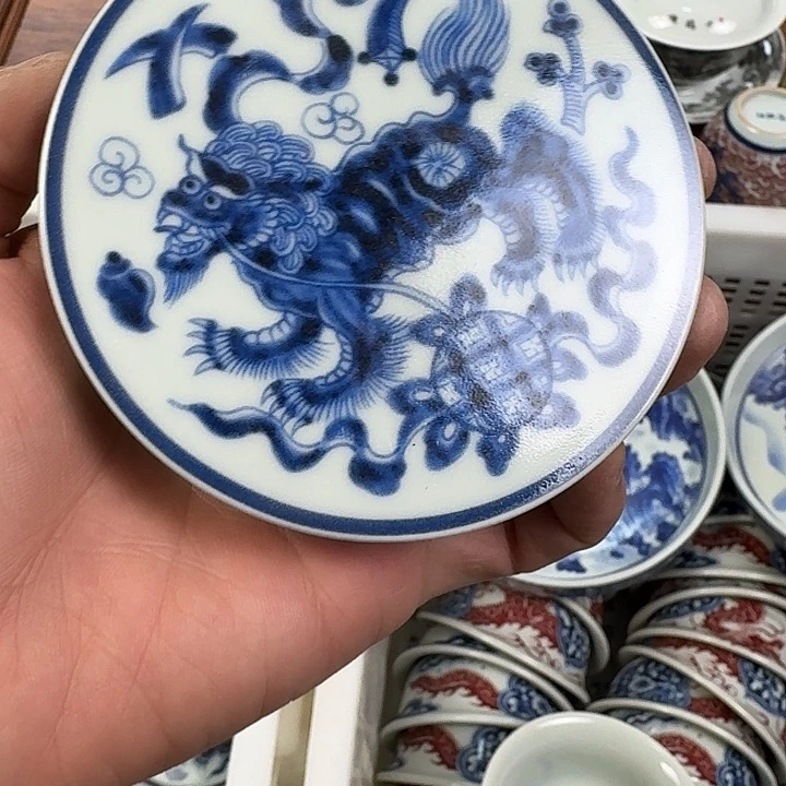 瓷片景德镇青花狮子盖置