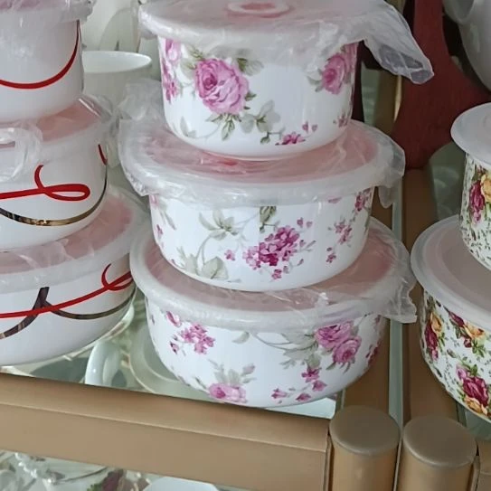 新疆西藏包邮花之俏骨质瓷三件套保鲜碗