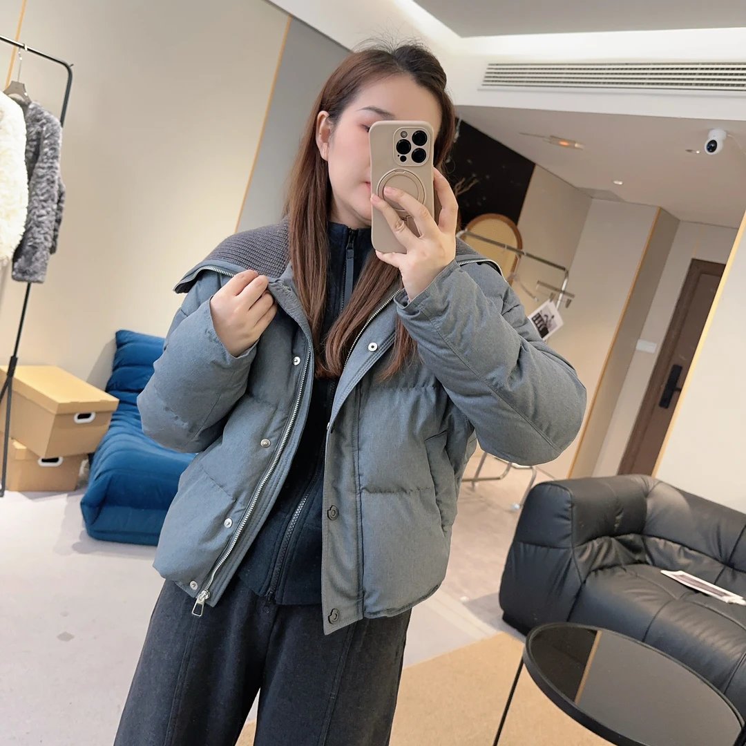 【欧加粒粒】时尚针织拼接大翻领短外套百搭小个子 S25110503