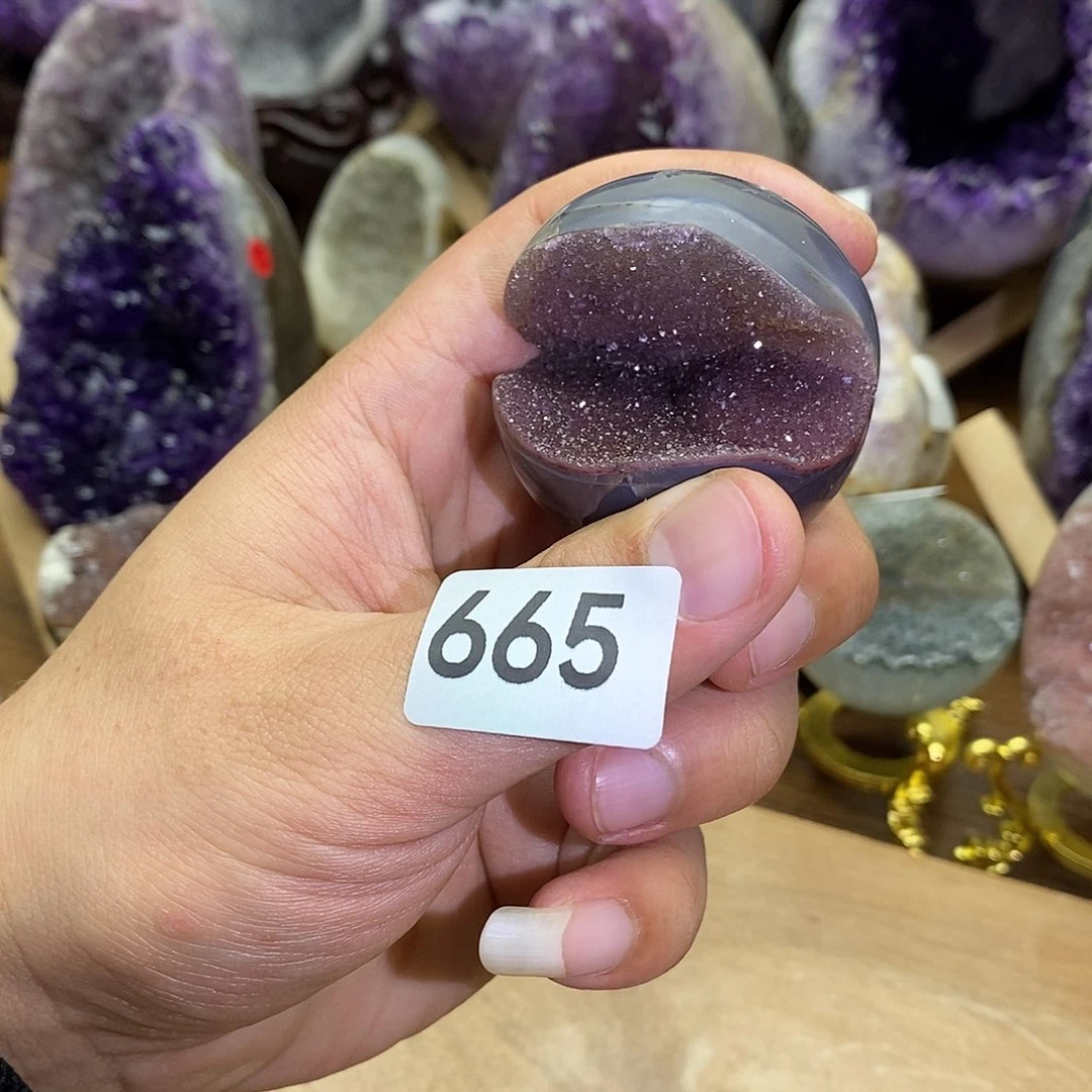 紫晶摆件未镶嵌深粉开口笑