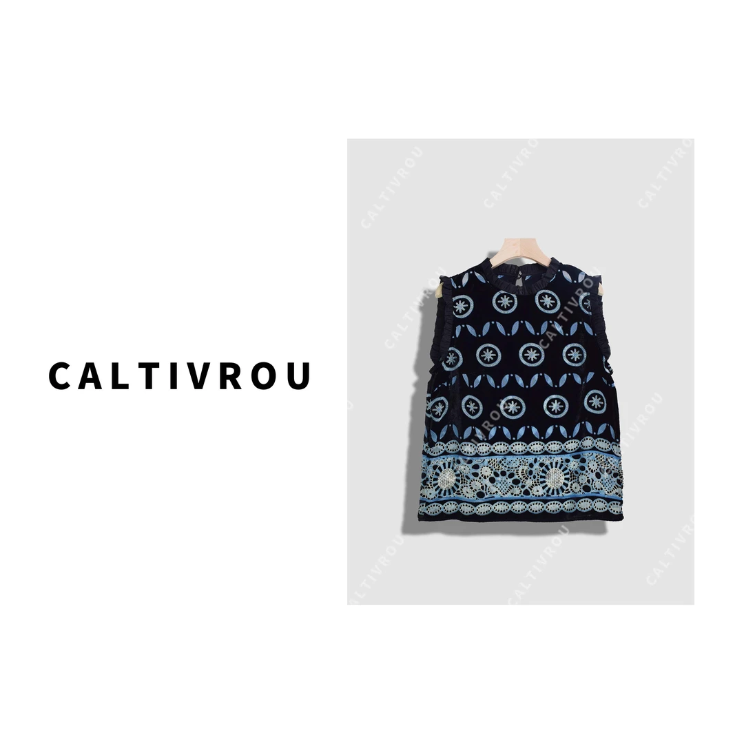 Caltivrou新中式国风马甲背心女夏季薄款宽松复古无袖上衣Y17742