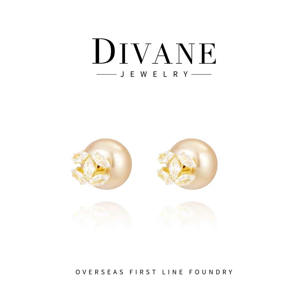 铜合金耳饰  【香槟双C】轻奢贵气千金风耳钉 G0106