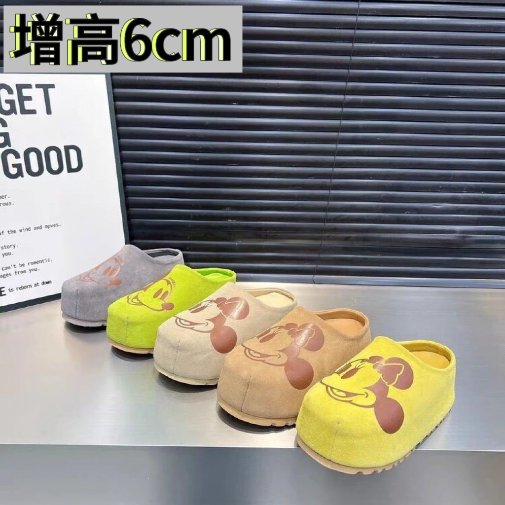 厚底增高6cm米奇勃肯鞋女外穿2025新款懒人包头半拖鞋复古穆勒鞋