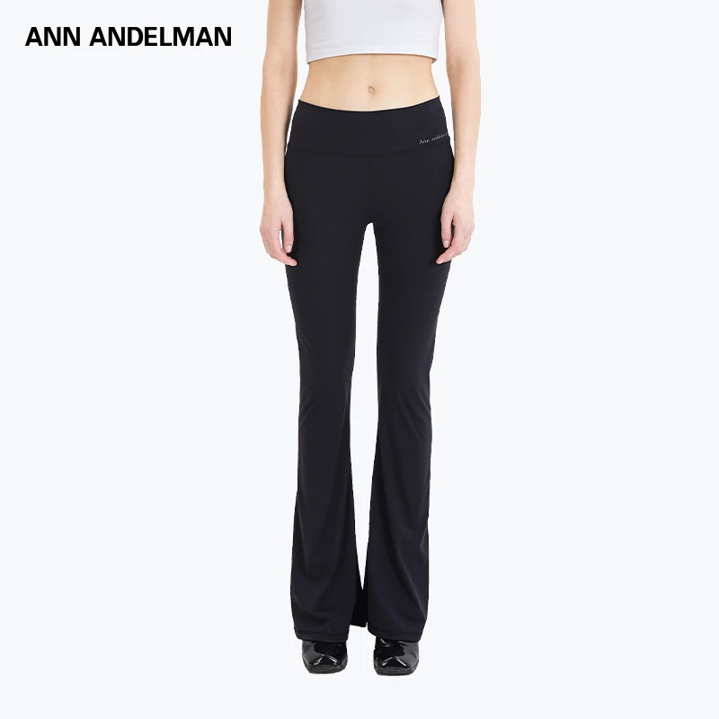ANN ANDELMAN 25秋冬 黑色高腰喇叭裤弹力修身裤 时尚健身瑜伽裤