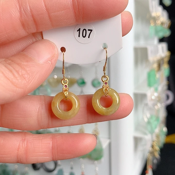 翡翠耳饰银S925镶嵌翡翠