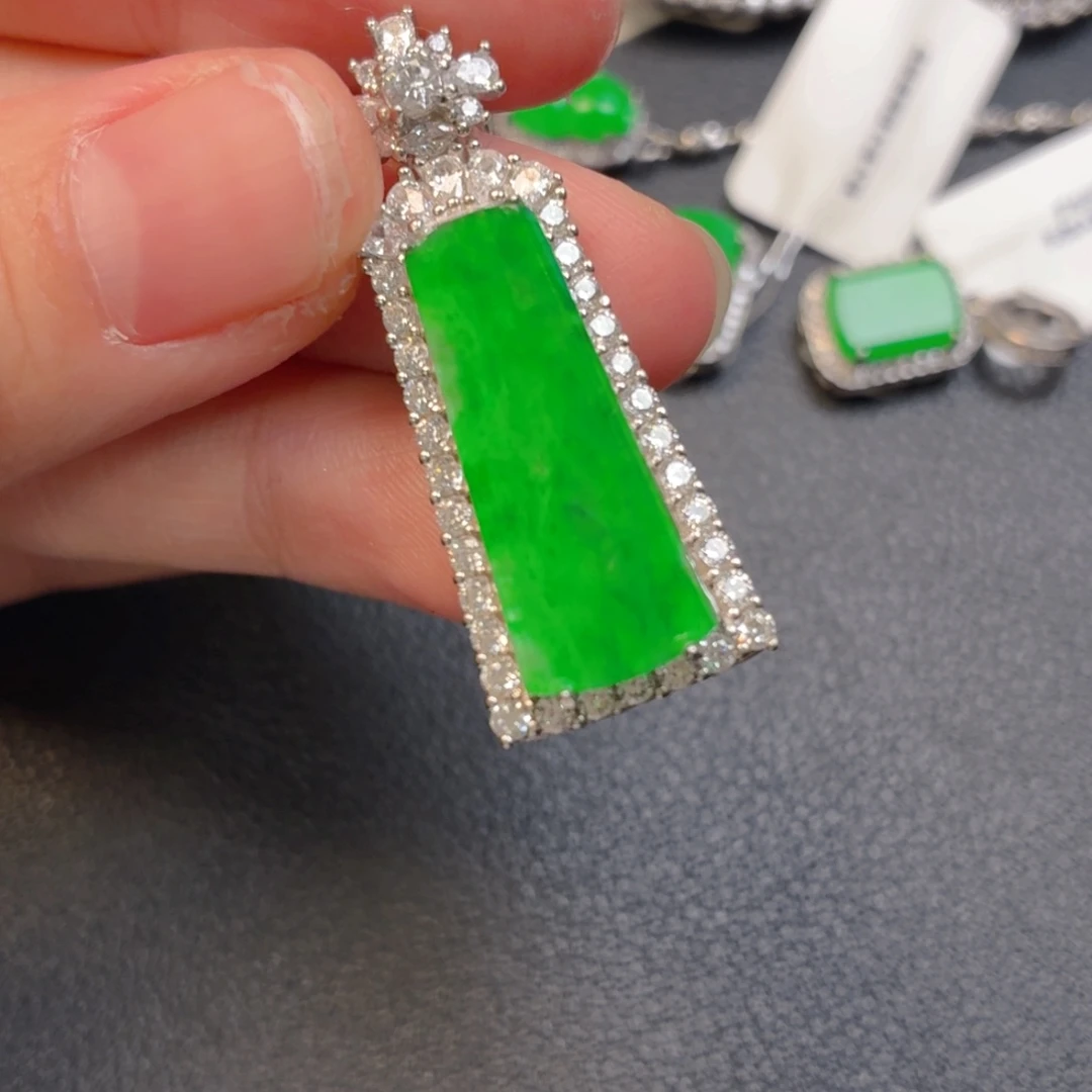 翡翠银S925镶嵌吊坠(不含链)