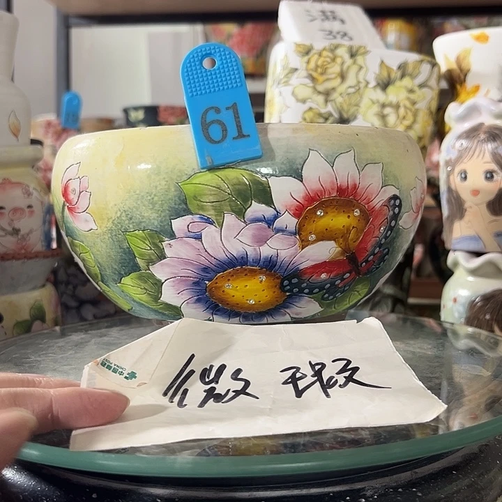 满38包邮 景德镇手绘花盆