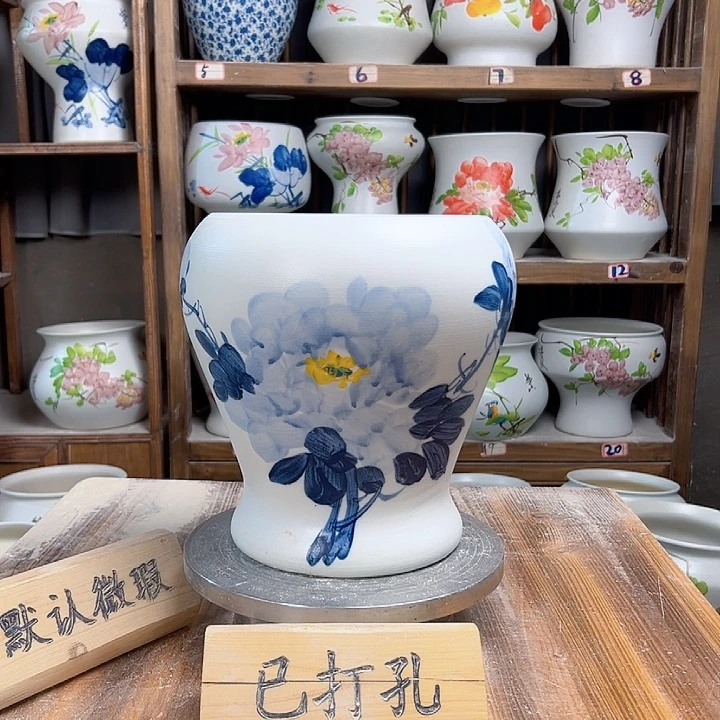 摆件鱼尾兰兰牡丹新款陶瓷陶瓷